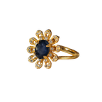 Sapphire Daisy Silver Ring