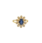 Sapphire Daisy Silver Ring
