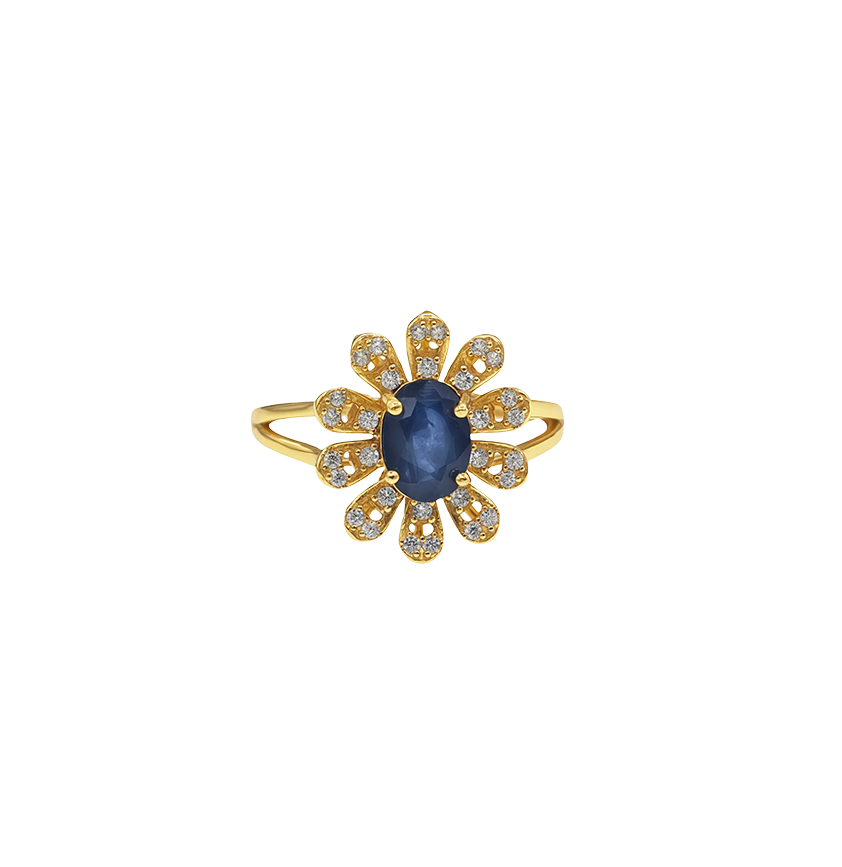 Sapphire Daisy Silver Ring