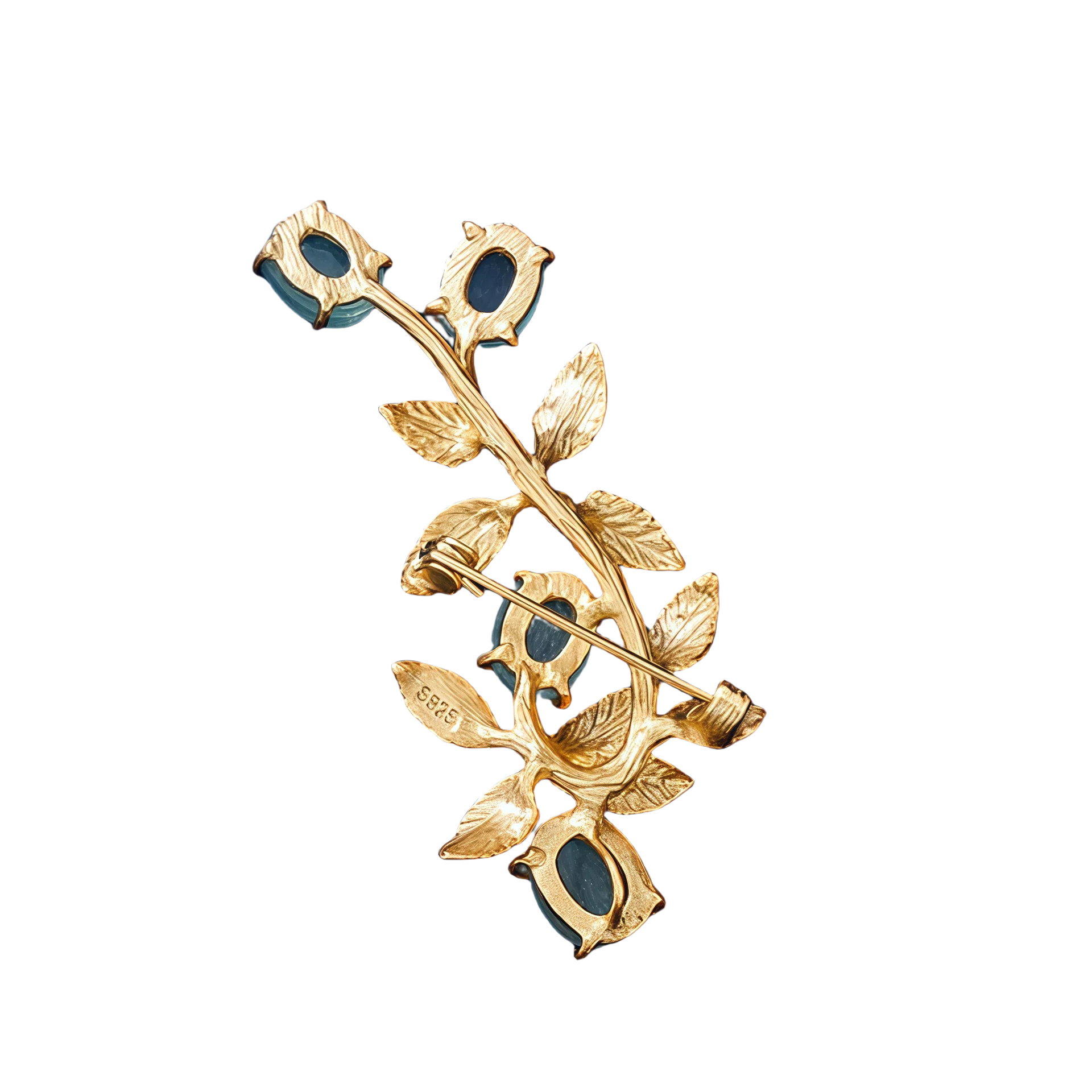 Aquamarine Branch & Berry Brooch