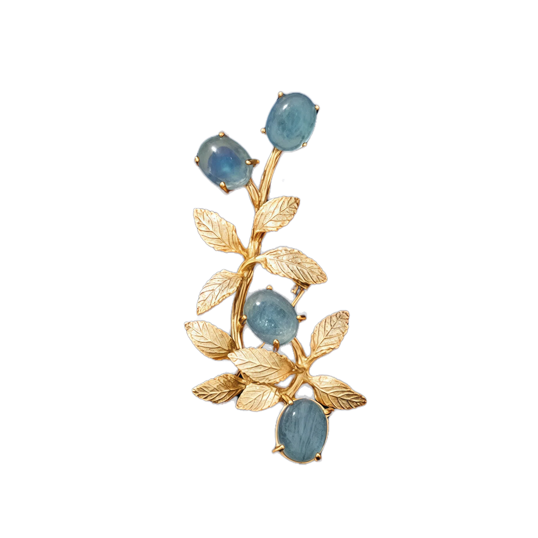 Aquamarine Branch & Berry Brooch