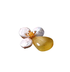 Baroque Pearl and Amber Clover Pendant Brooch