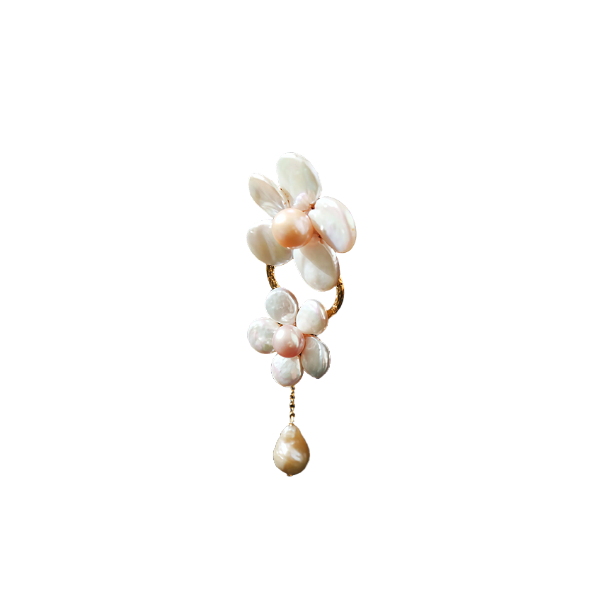 Handmade Baroque Pearl Twin Flower Brooch