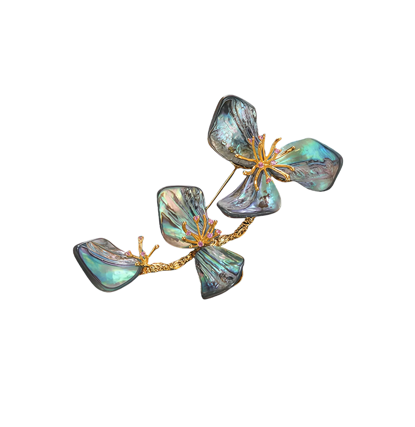 Natural Abalone Shell Floral Brooch