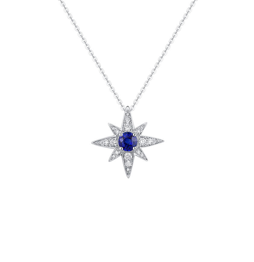 Polaris North Star Sapphire & Diamond 18K Gold Pendant