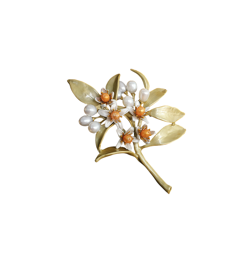 Vintage Pearl and Electroplated Brooch