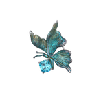 Silver Aquamarine Butterfly Pendant
