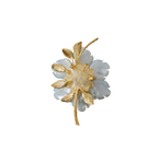 Mother-of-Pearl and Pearl Gold-Plated Brooch