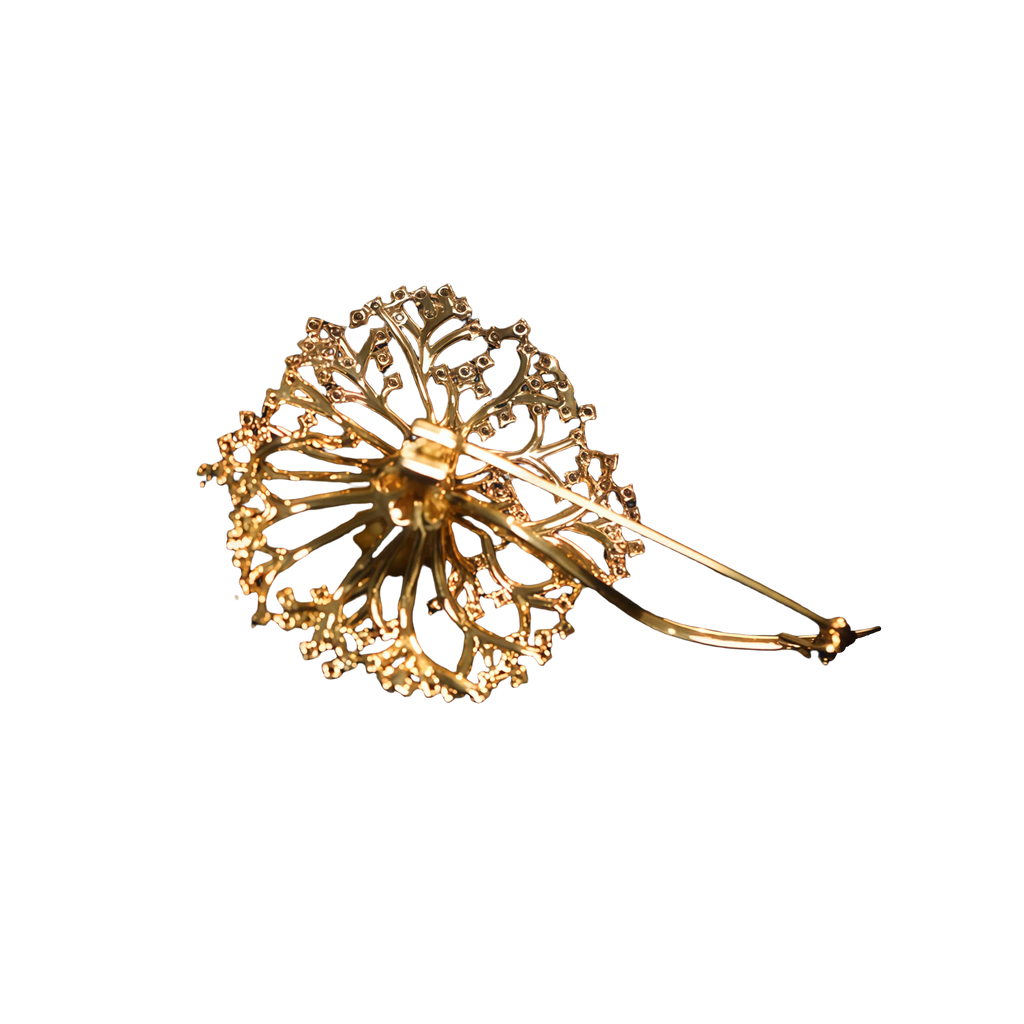 Dandelion Pearl and Zircon Brooch