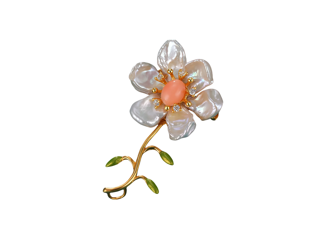 Baroque Pearl Narcissus Brooch