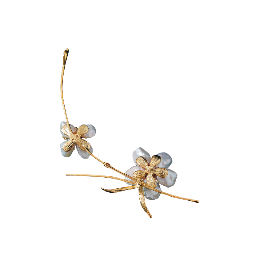 Black Pearl Baroque Flower Brooch