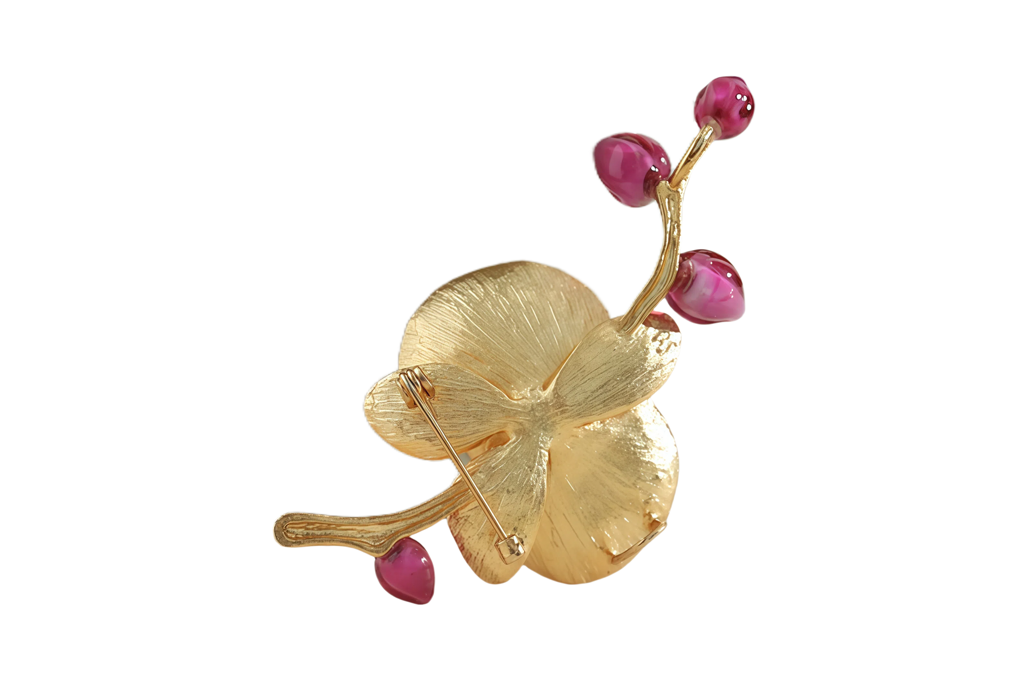 Pearl Enamel Orchid Brooch