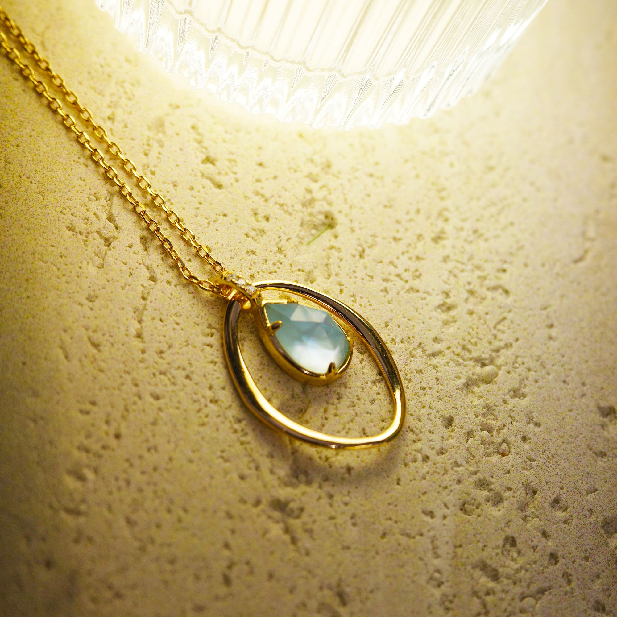 Teardrop Blue Topaz Circle Pendant