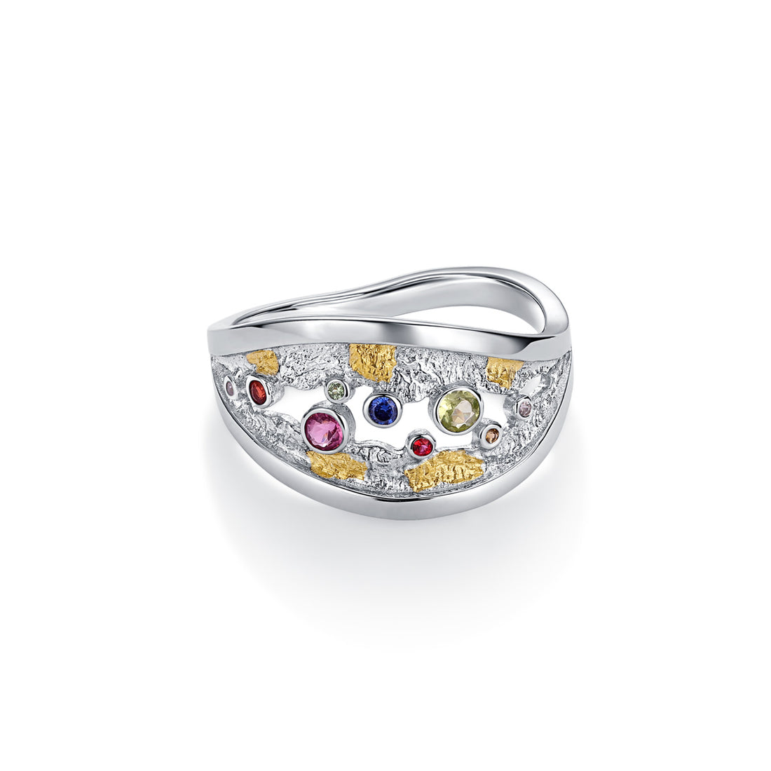 Silver and 24K Gold Gemstone Ring