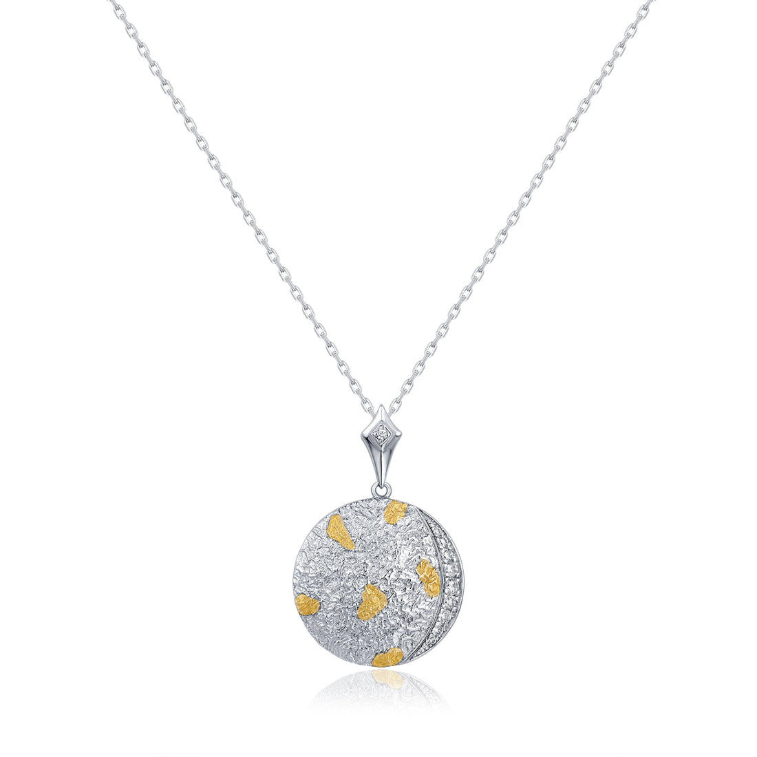 Sliver and 24K Gold Zircon Round Pendant