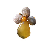 Baroque Pearl and Amber Clover Pendant Brooch