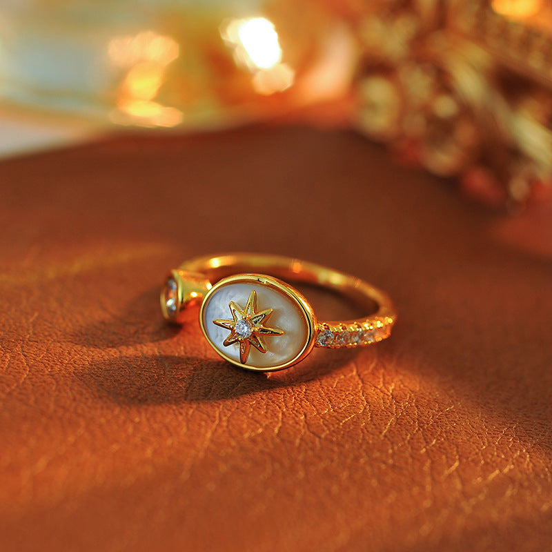 Vintage Zircon Mother-of-Pearl Star Ring