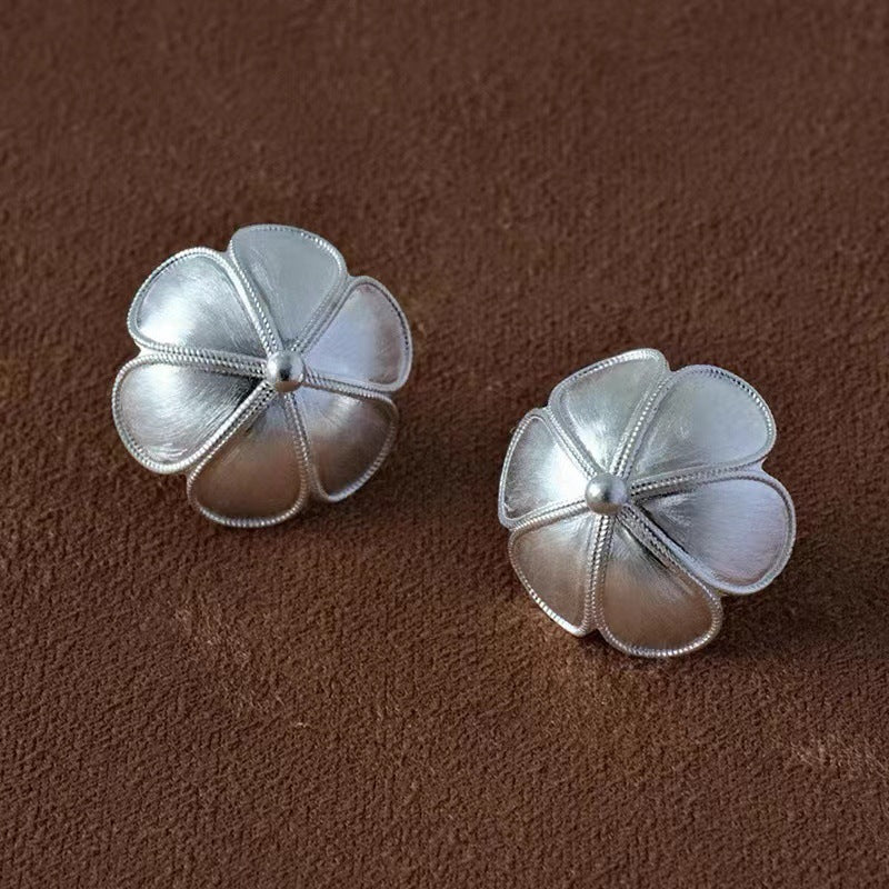 Vintage Handcrafted Brushed Flower Earrings