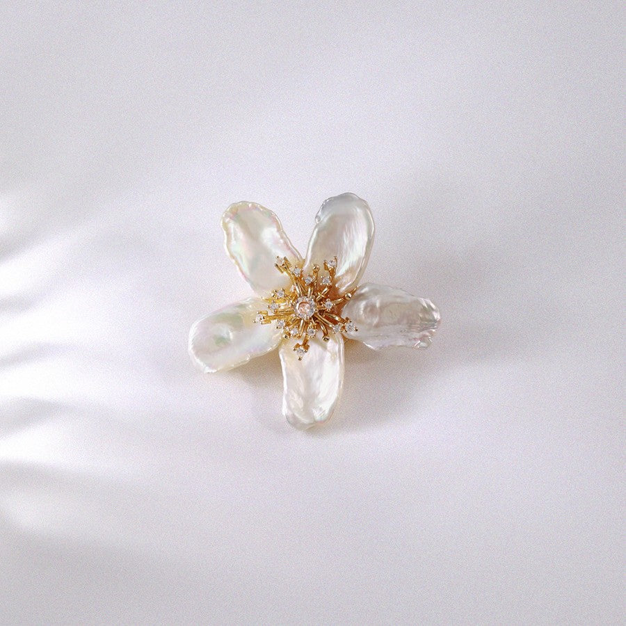 Baroque Cherry Blossom Pearl Brooch
