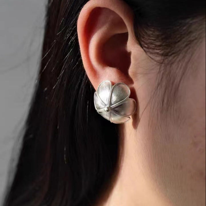 Vintage Handcrafted Brushed Flower Earrings