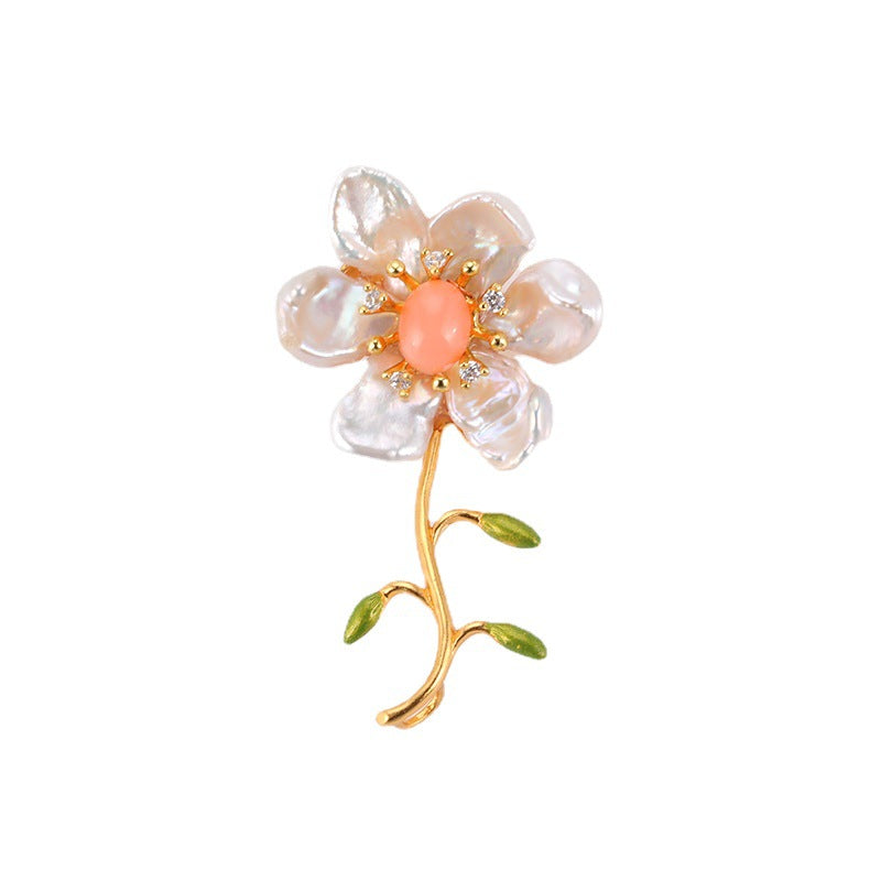Baroque Pearl Narcissus Brooch