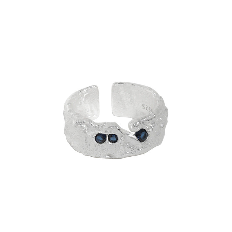 Irregular Faceted Zircon Silver Ring