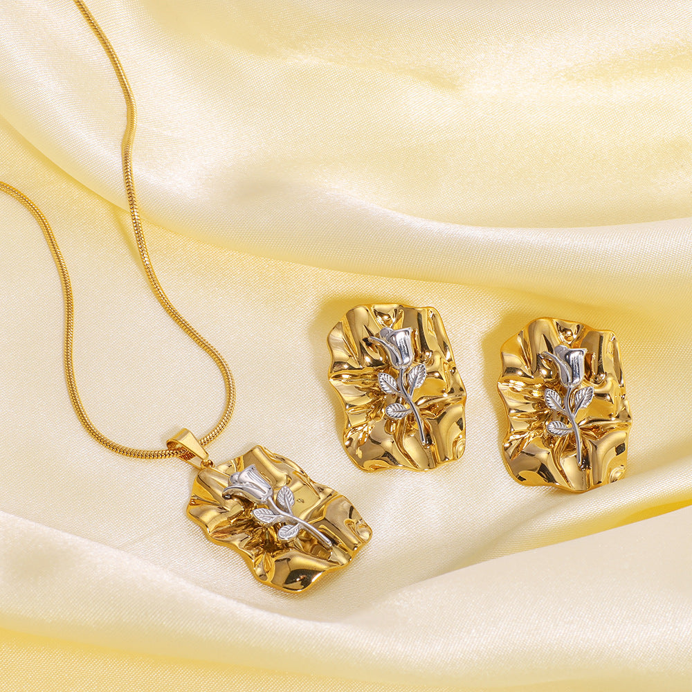 Brass Rose Earrings