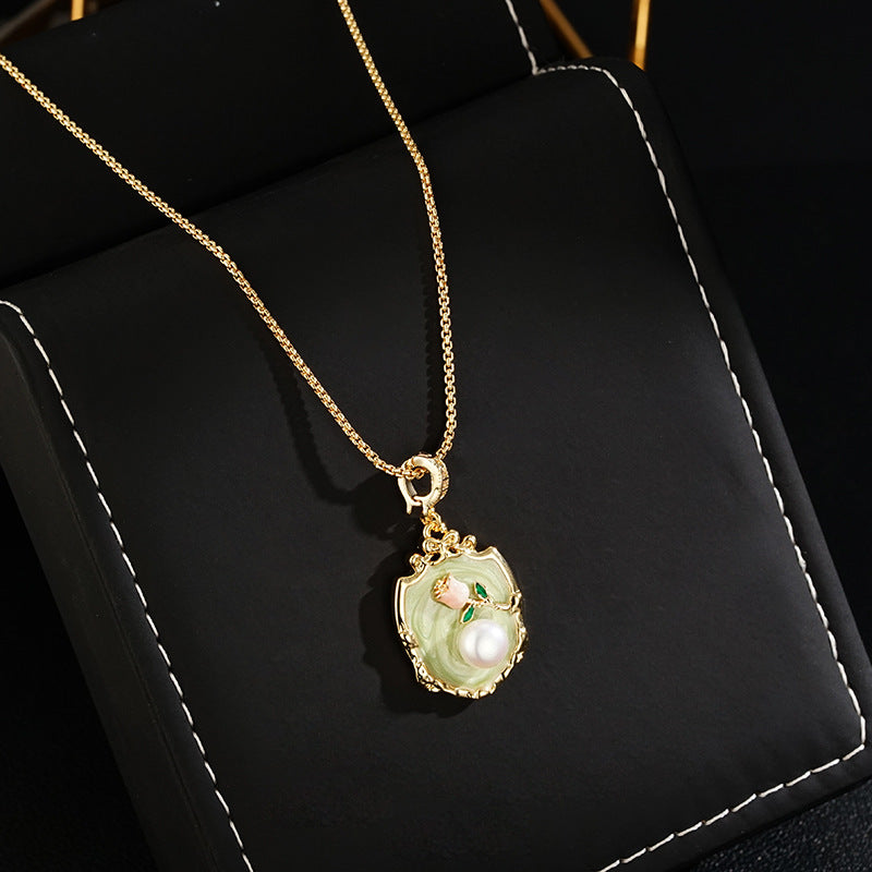 French Vintage Pearl Flower Pendant