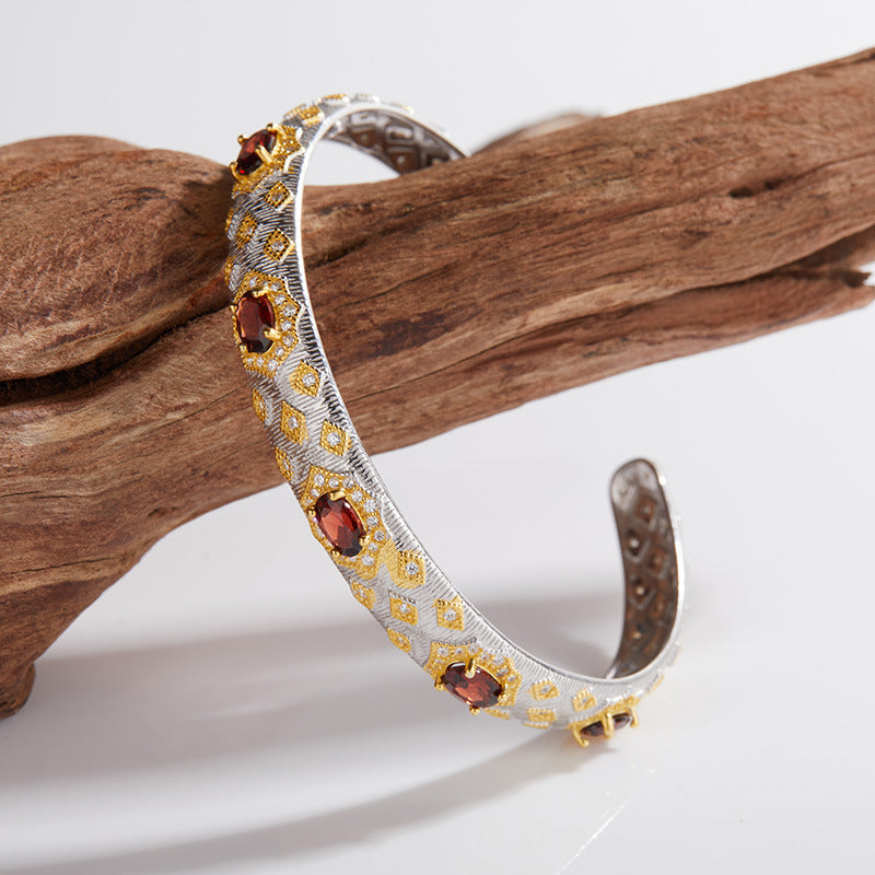 Silver Vintage Garnet Bracelet