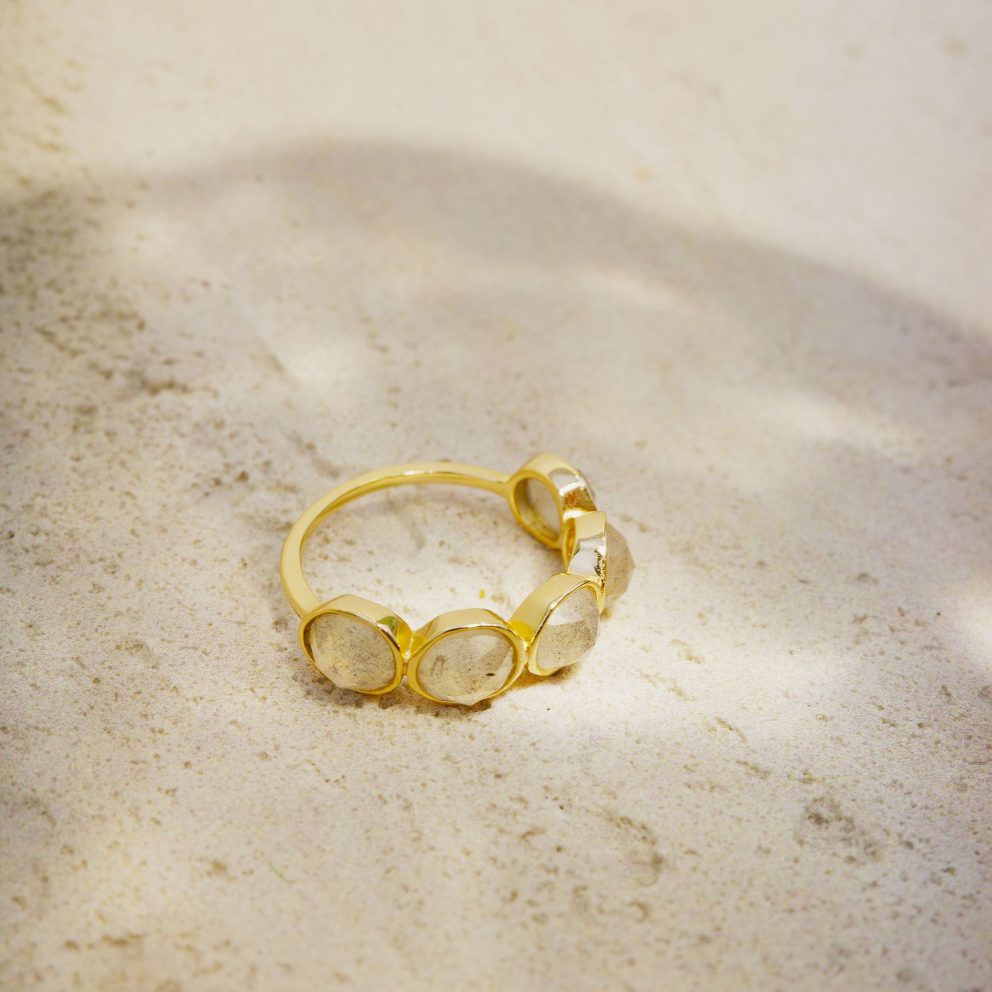 French Vintage Labradorite Flash Ring