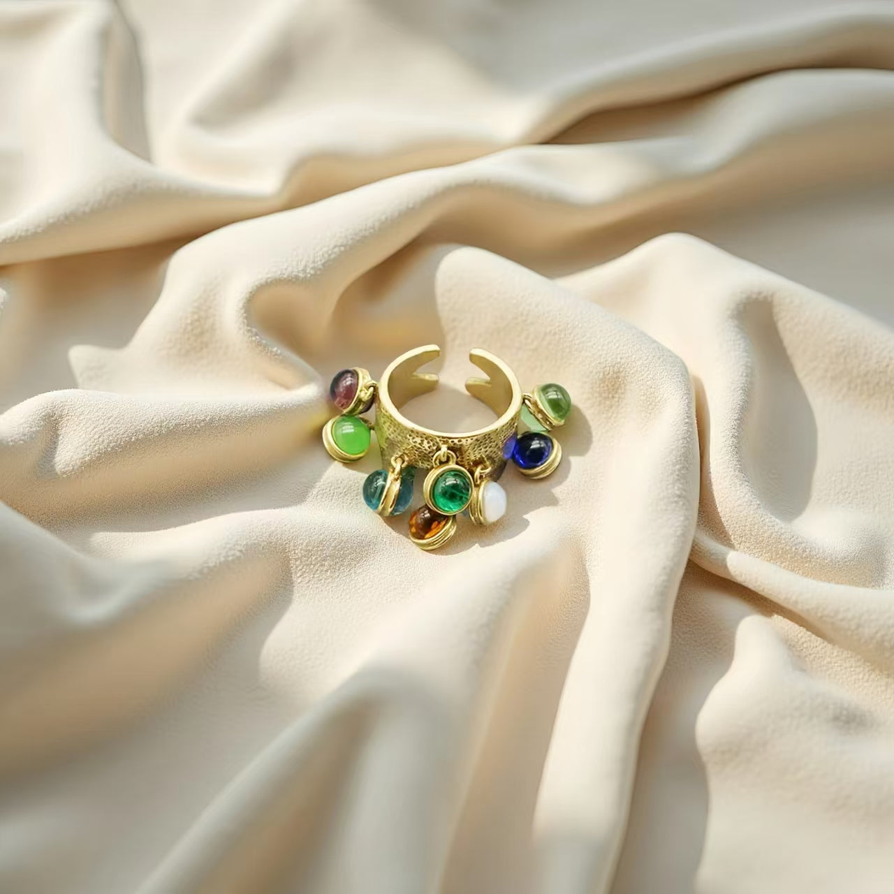 Vintage Glass Bead Cluster Ring