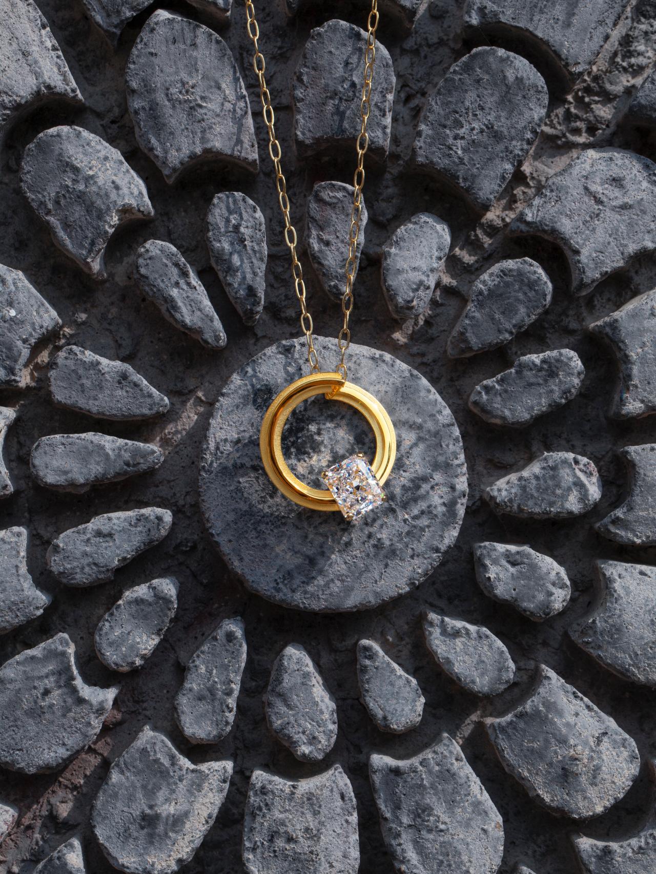 Baby Round Silver White Zircon Element Symbol Pendant - BYRDSTRÖM JEWELRY