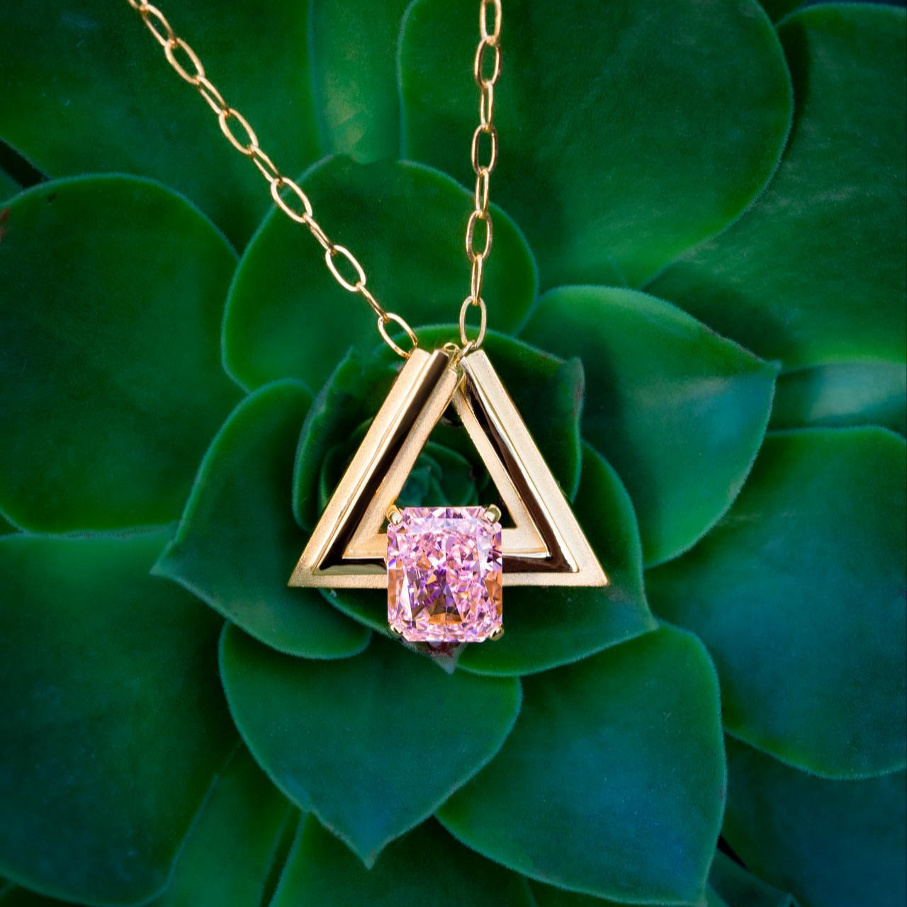 Baby Triangle Silver Pink Zircon Element Symbol Pendant - BYRDSTRÖM JEWELRY