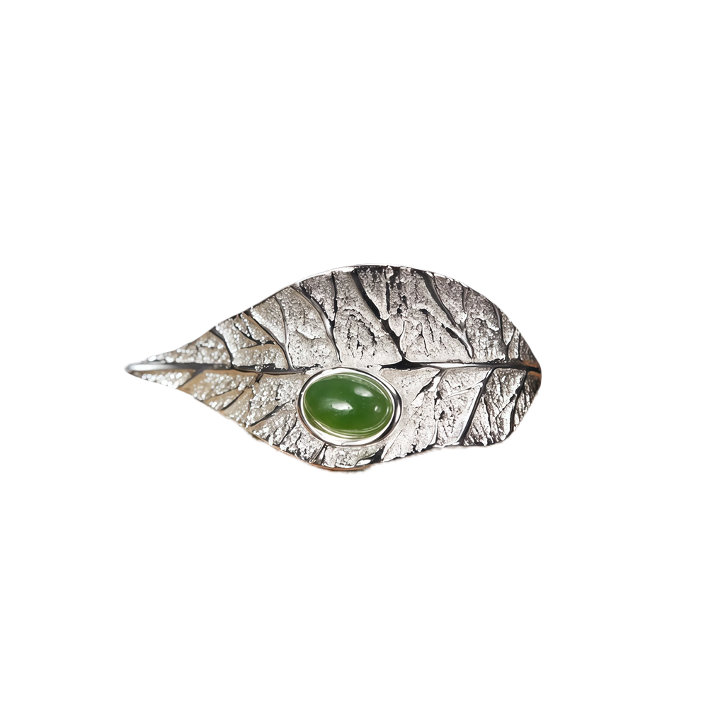 Artistic Leaf Natural Gemstone Open Ring