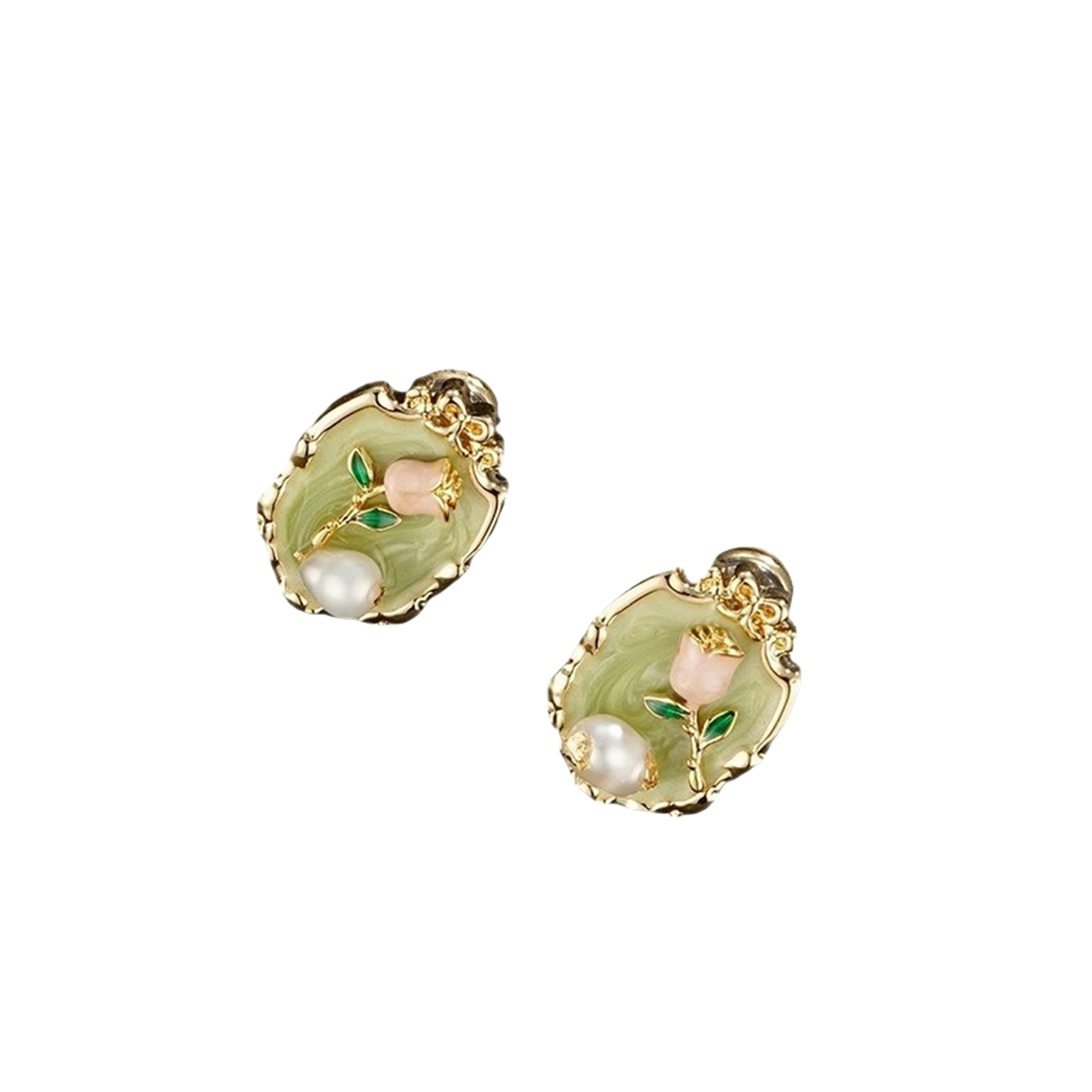 French Vintage Pearl Flower Earrings