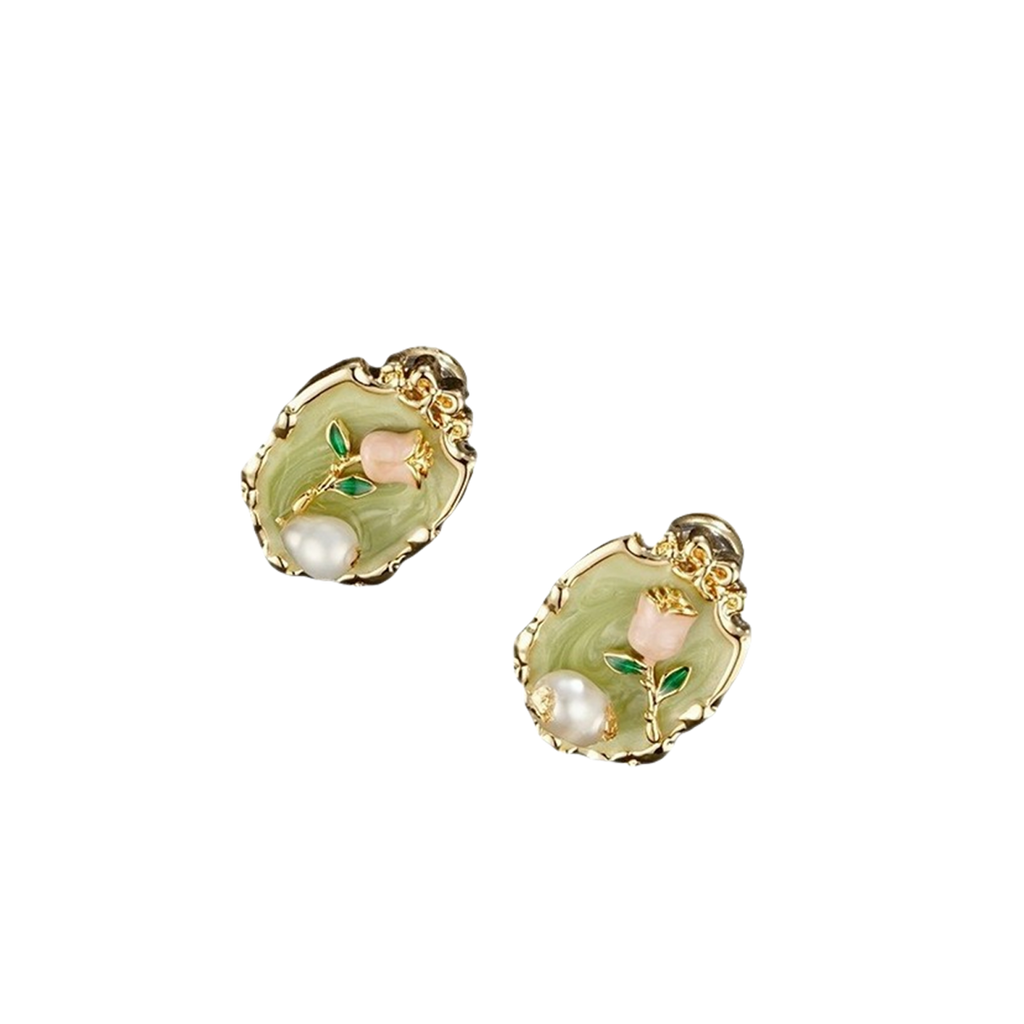 French Vintage Pearl Flower Earrings