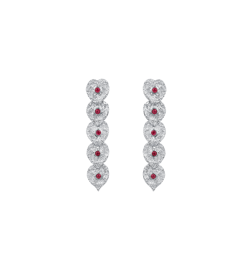 Liberty Elm Ruby Silver Drop Earrings(Small) - BYRDSTRÖM JEWELRY