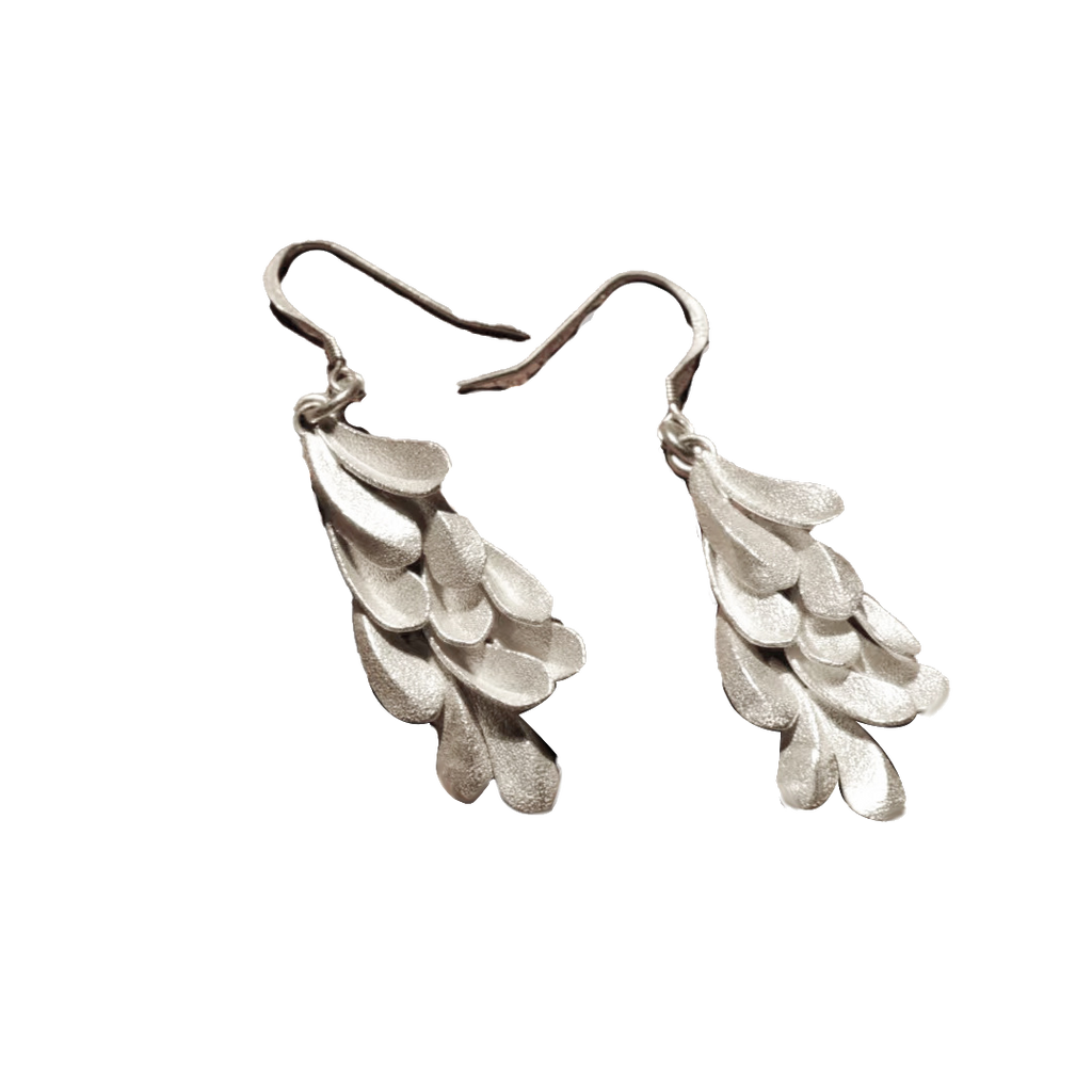 Vintage Matte Silver Feather Earrings