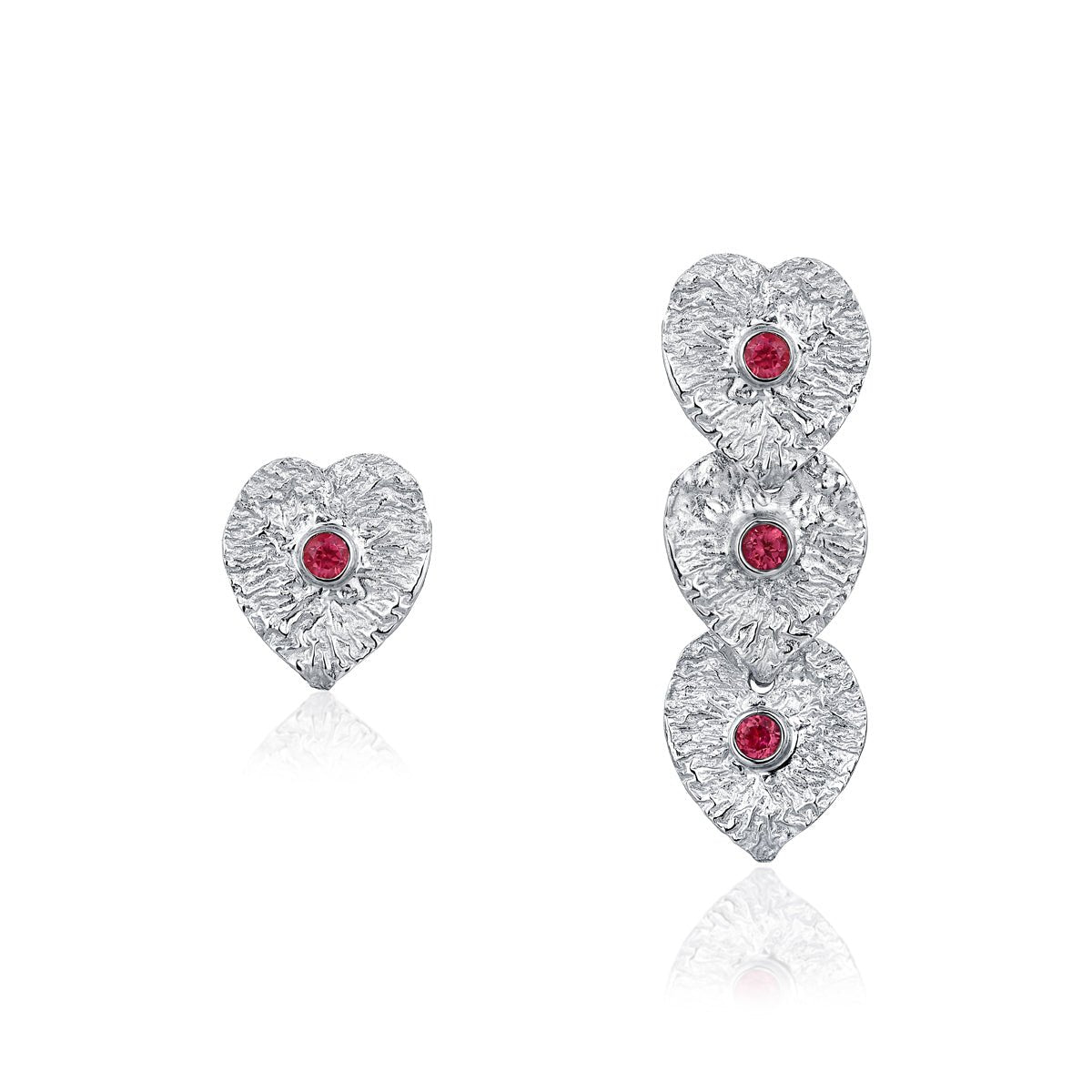 Liberty Elm Ruby Silver Drop Earrings(Large) - BYRDSTRÖM JEWELRY