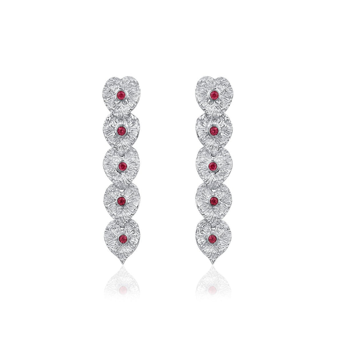 Liberty Elm Ruby Silver Drop Earrings(Small) - BYRDSTRÖM JEWELRY