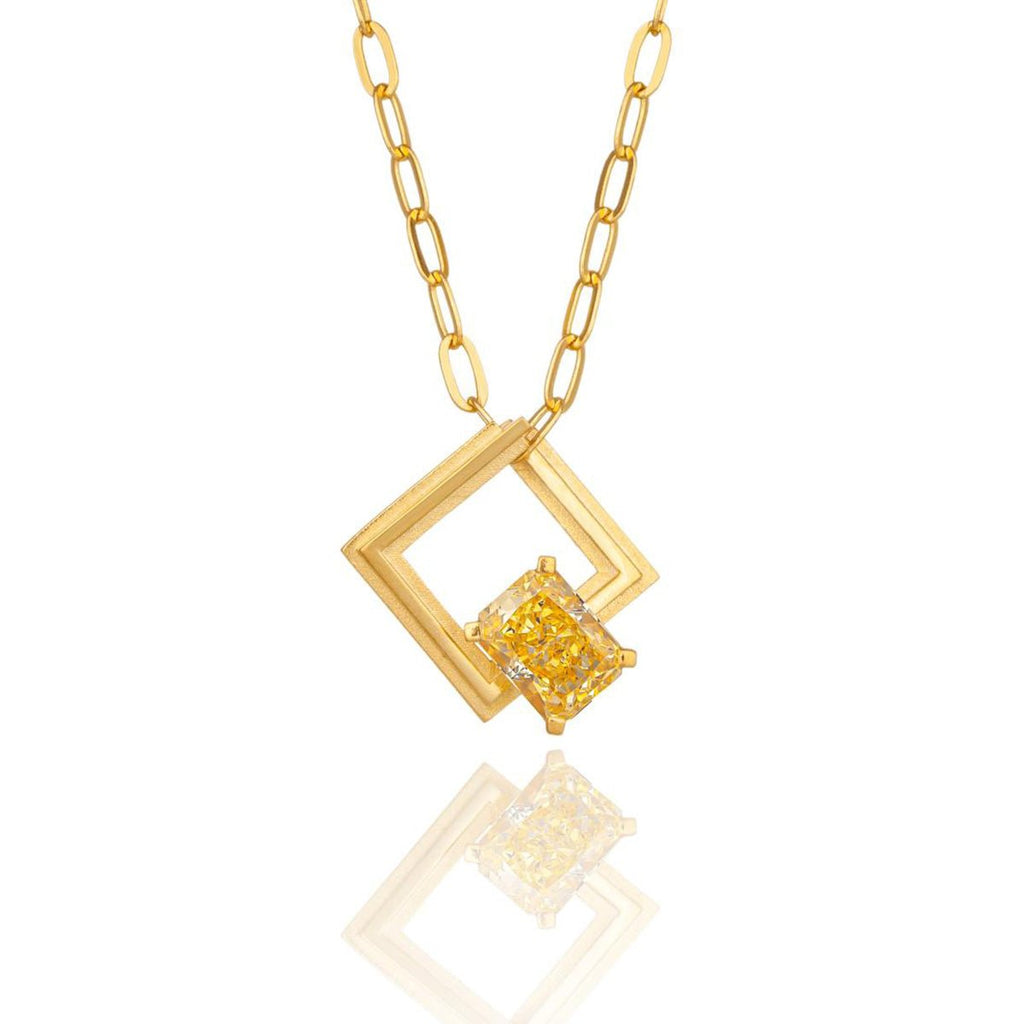 Queen Square Silver Zircon Element Symbol Pendant - BYRDSTRÖM JEWELRY