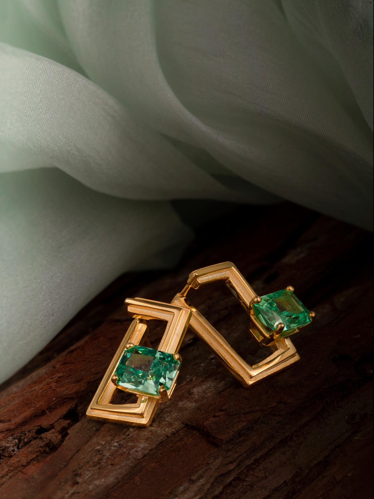 Rectangular Silver Zircon Element Symbol Earrings - BYRDSTRÖM JEWELRY