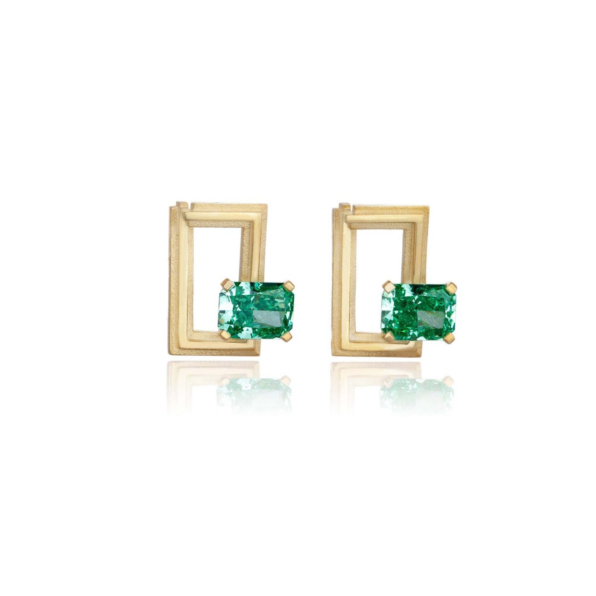 Rectangular Silver Zircon Element Symbol Earrings - BYRDSTRÖM JEWELRY