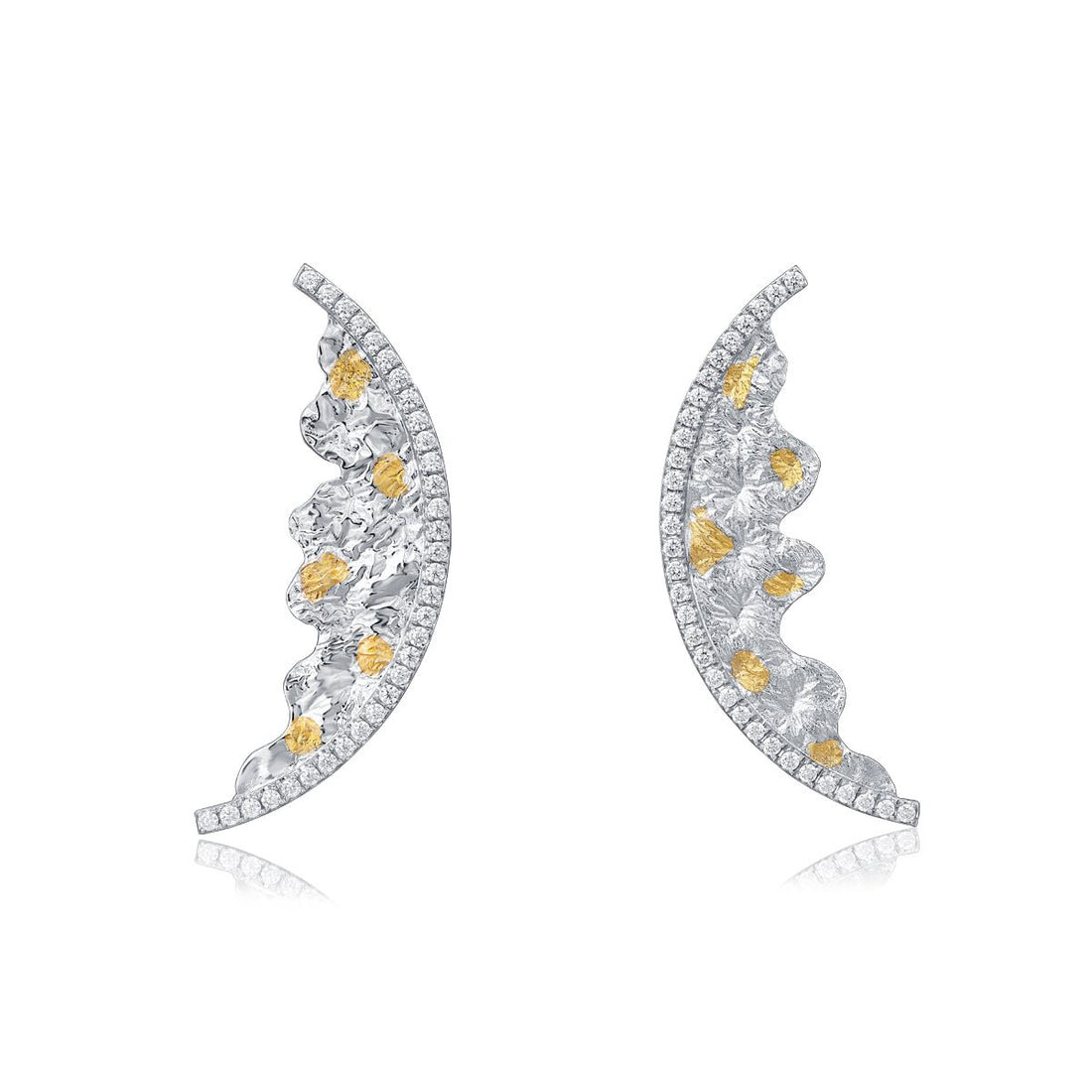 Silver and 24K Gold Zircon Moonlit Serenade Earrings - BYRDSTRÖM JEWELRY