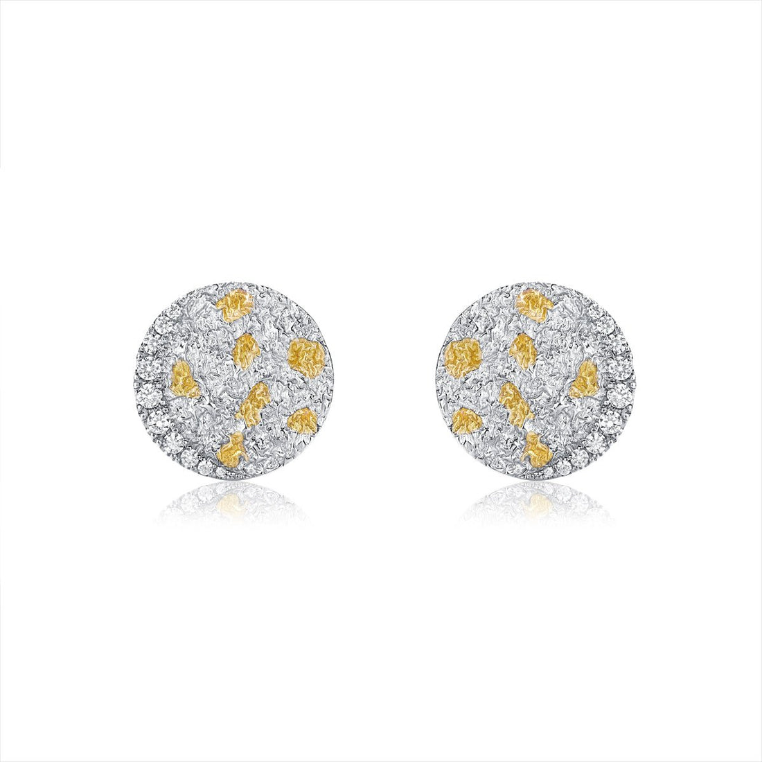 Silver and 24K Gold Zircon Moonlit Serenade Round Earrings - BYRDSTRÖM JEWELRY