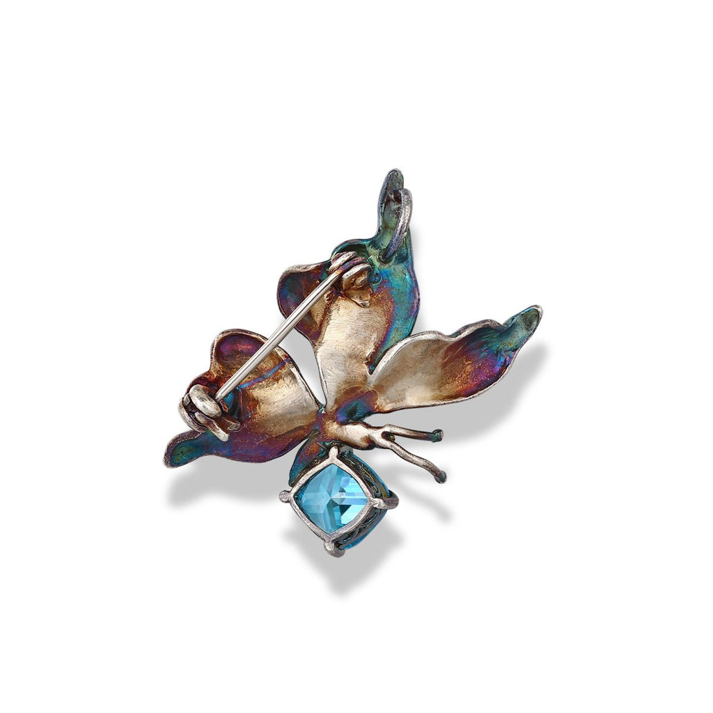 Silver Aquamarine Butterfly Pendant - BYRDSTRÖM JEWELRY