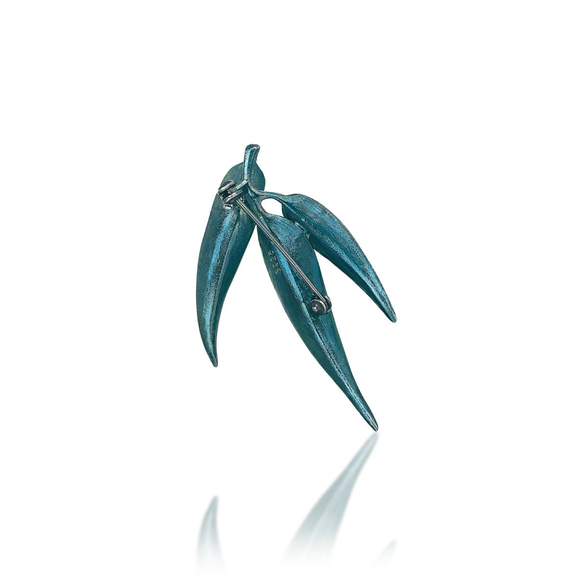 Silver Bamboo Shadow Blue Brooch BYRDSTROM BYRDSTRÖM handmade handcrafted jewelry nature natural healing