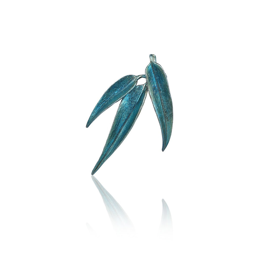 Silver Bamboo Shadow Blue Brooch BYRDSTROM BYRDSTRÖM handmade handcrafted jewelry nature natural healing