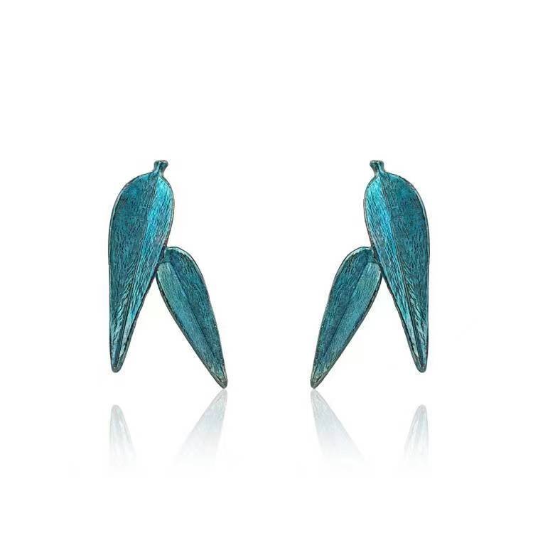 Silver Bamboo Shadow Blue Earrings - BYRDSTRÖM JEWELRY