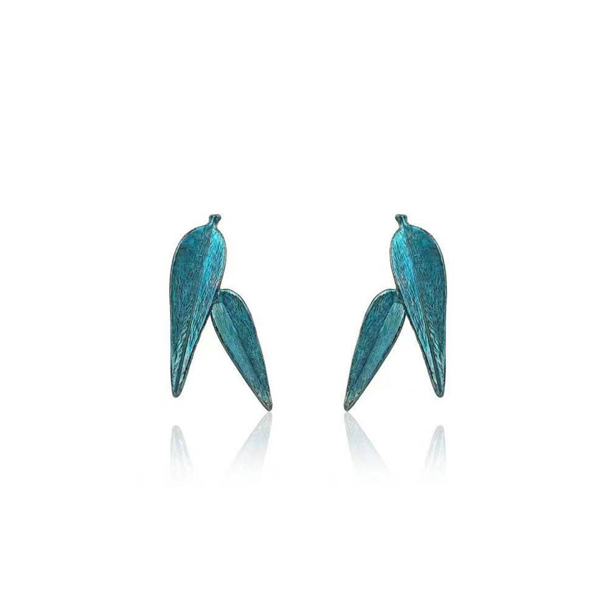 Silver Bamboo Shadow Blue Earrings - BYRDSTRÖM JEWELRY